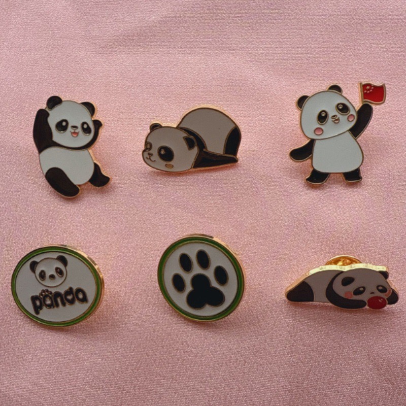 Embroidery Fabric - 6pcs Cartoon China Panda Badge Autumn/Winter