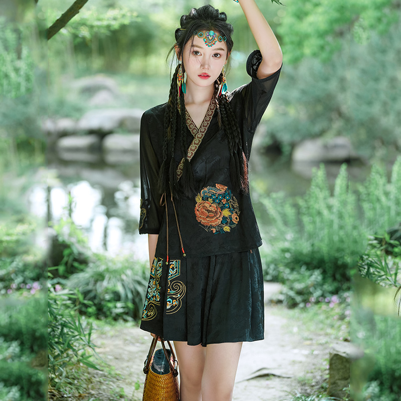 Embroidery Cardigan - Ethnic Style Tang Suit Top A-Line