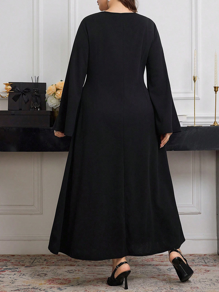 GIBSIE Plus Size Black Long Sl - đánh giá và giá Embroidery Motif