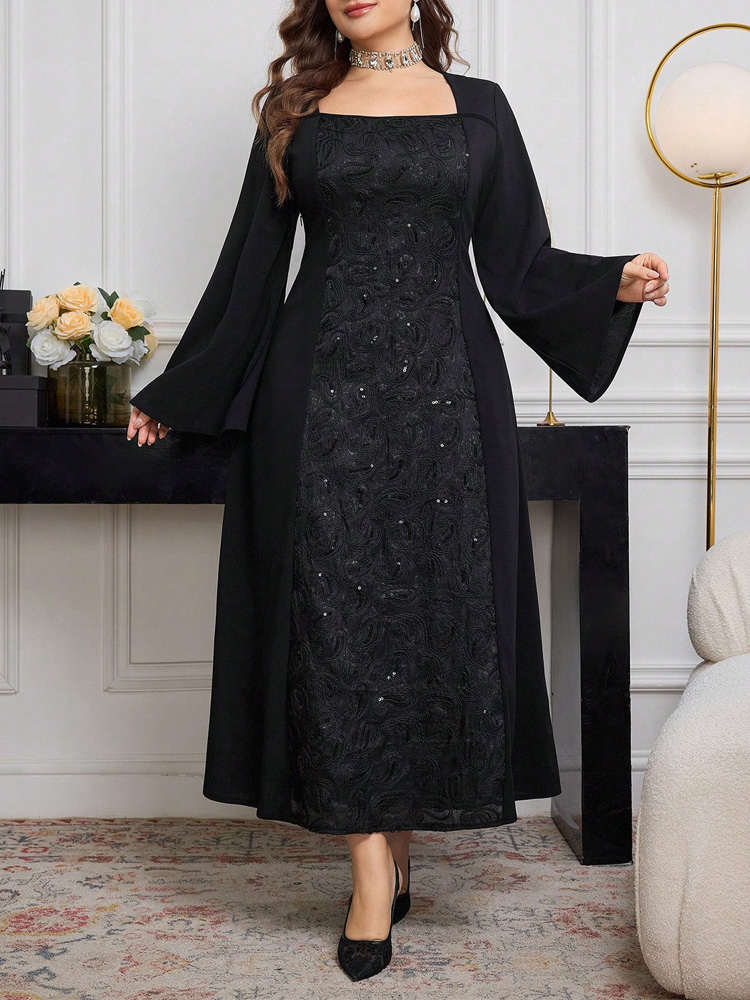 GIBSIE Plus Size Black Long Sl - đánh giá và giá Embroidery Motif