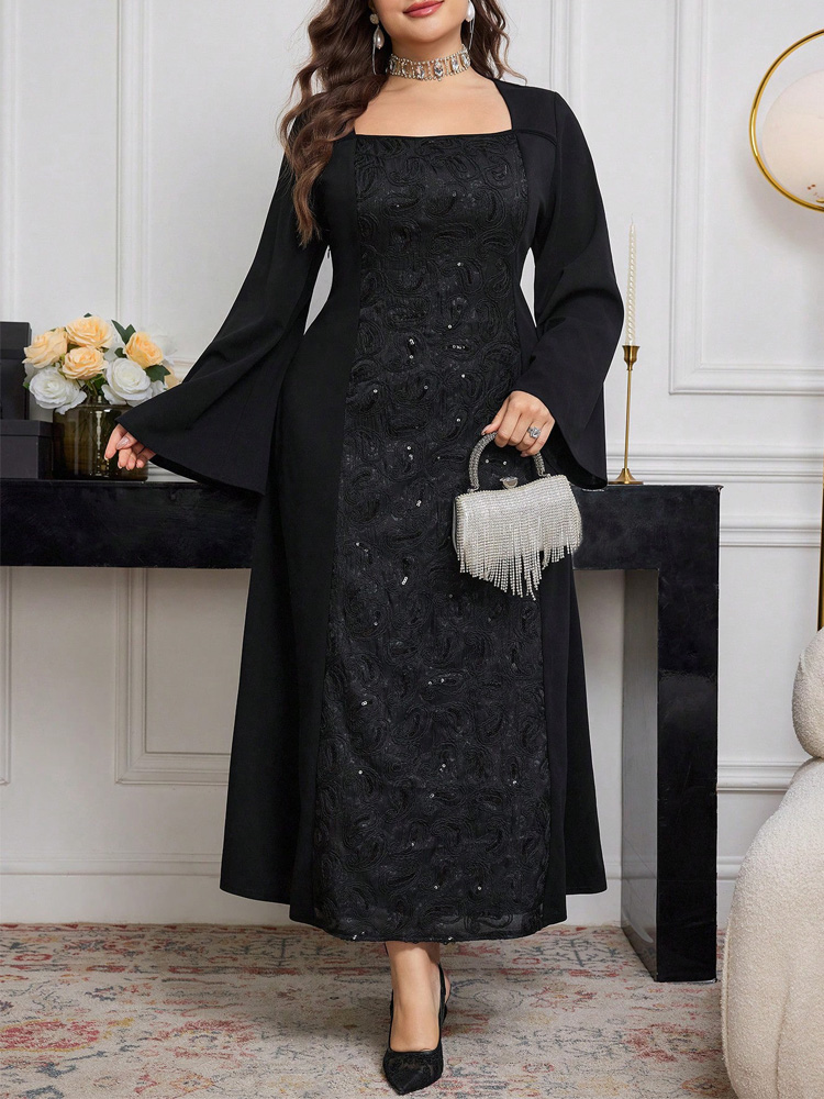 GIBSIE Plus Size Black Long Sl - đánh giá và giá Embroidery Motif