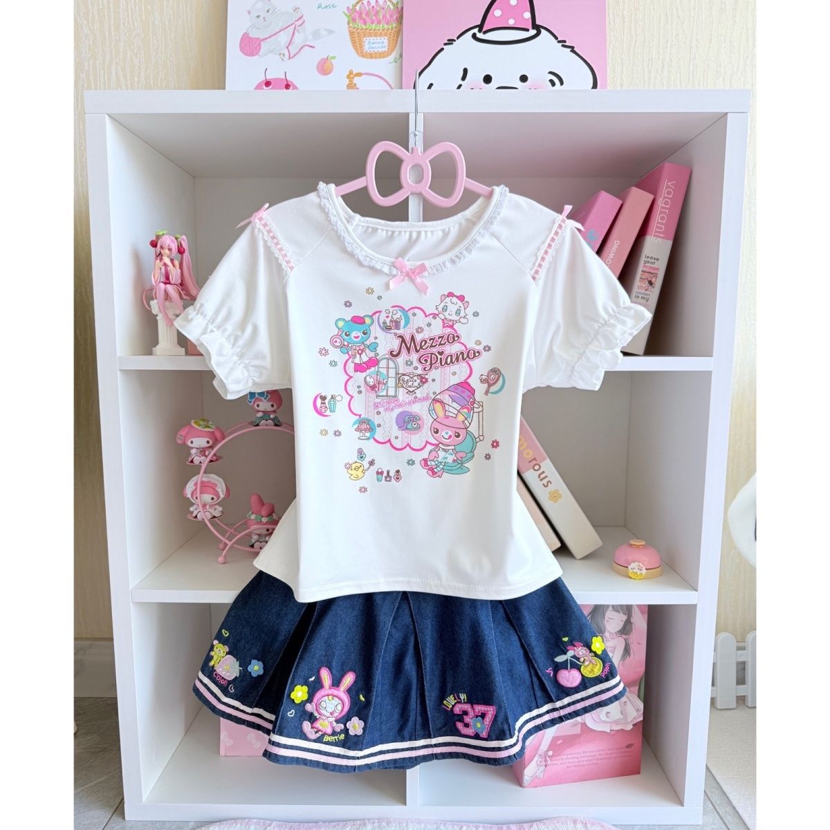Japanese Sweet Skirt Sets Summ - đánh giá và giá Embroidery Tshirt