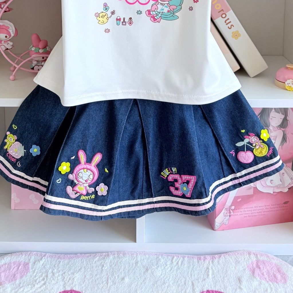 Japanese Sweet Skirt Sets Summ - đánh giá và giá Embroidery Tshirt