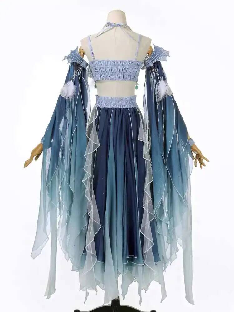 Exotic Blue Dress Heavy Embroi - đánh giá và giá Embroidery Style