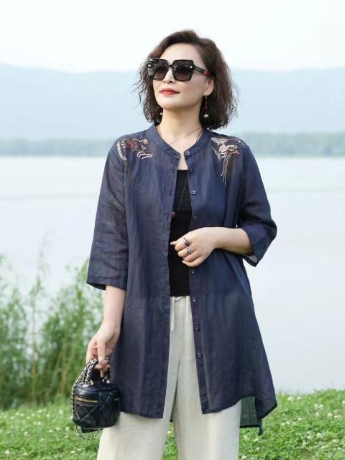 Retro Embroidered Cotton Linen - đánh giá và giá Embroidery Cardigan