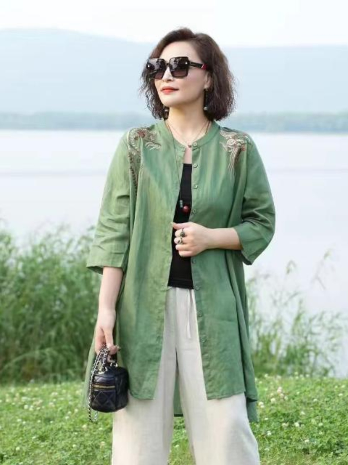 Retro Embroidered Cotton Linen - đánh giá và giá Embroidery Cardigan