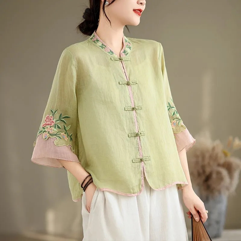 Summer Cotton And Hemp Art Ret - đánh giá và giá Embroidery Cardigan