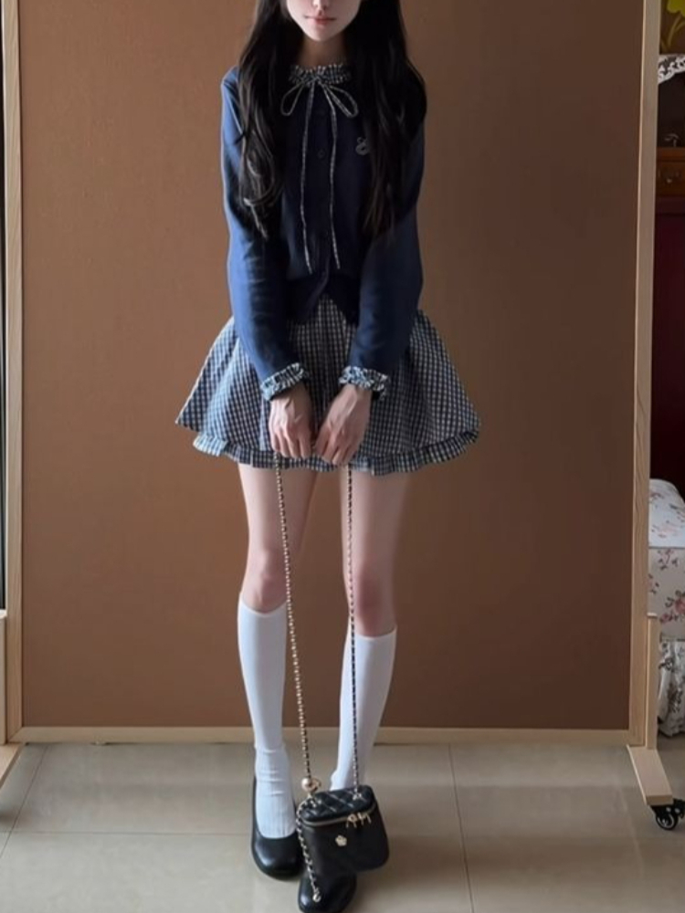 Japanese Preppy Sweet 2 Piece  - đánh giá và giá Embroidery Cardigan