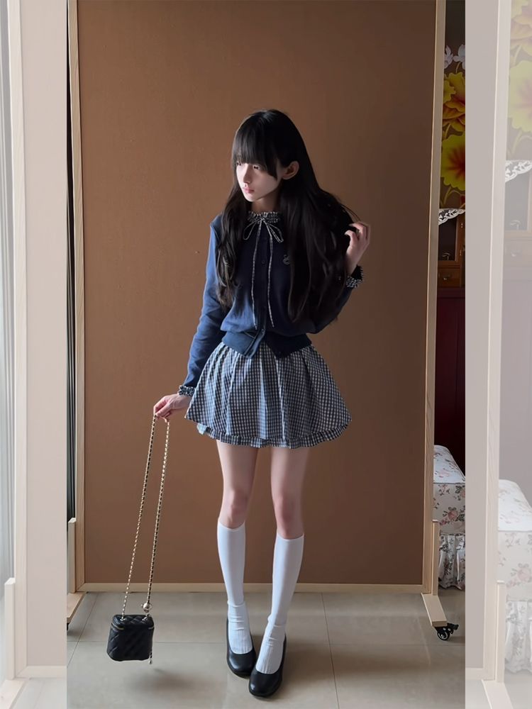 Japanese Preppy Sweet 2 Piece  - đánh giá và giá Embroidery Cardigan