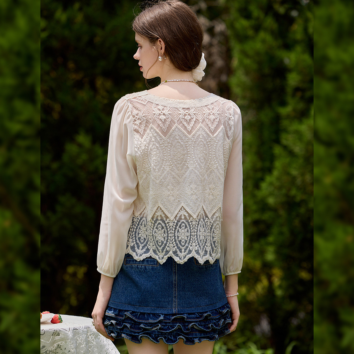 LOUIS YAO Sweet Lace V-neck Ca - đánh giá và giá Embroidery Cardigan