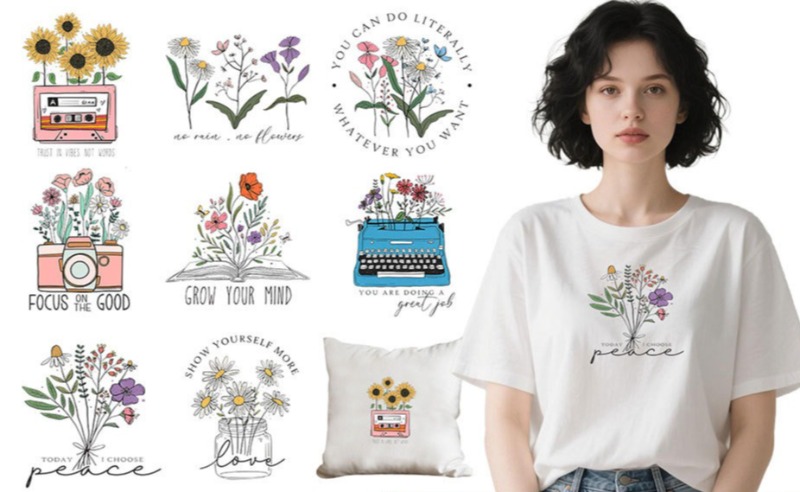 Cartoon Floral Flower Iron On  - đánh giá và giá Embroidery Tshirt