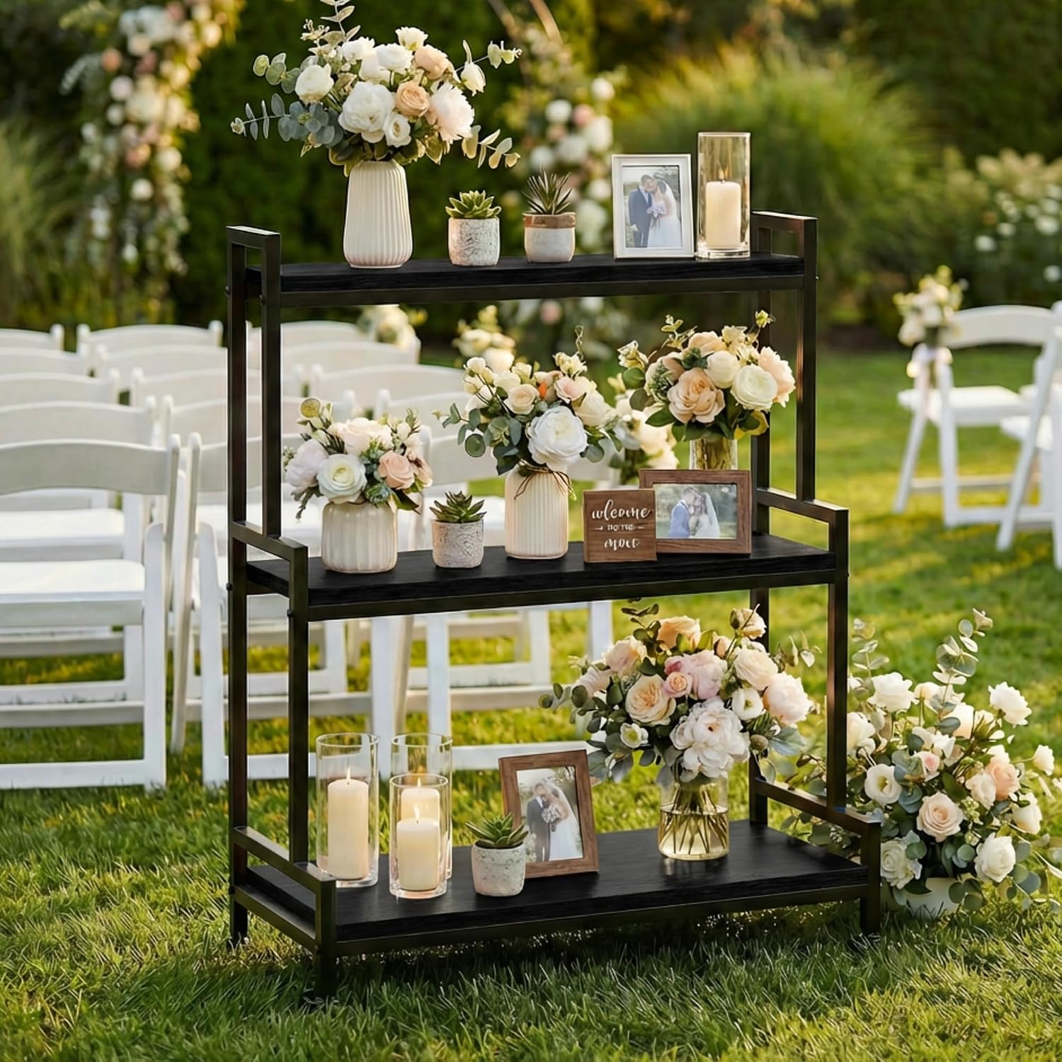 Rolling Ladder Style 3-Tier Pl - đánh giá và giá Frame Display Wood
