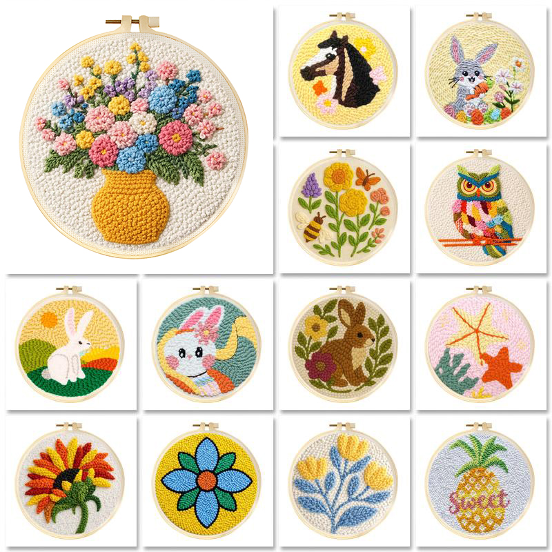 DIY Punch Needle Kits Cute Ani - đánh giá và giá Embroidery Hoop Square