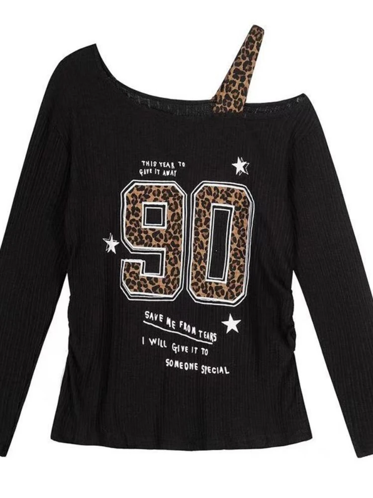 Y2K Patchwork Leopard Print T- - đánh giá và giá Embroidery Tshirt