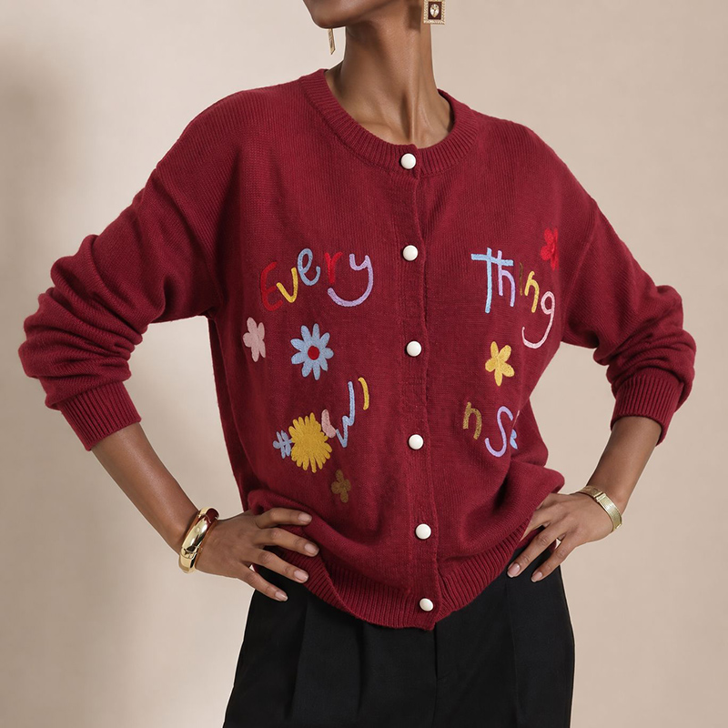 Letter Embroidery Loose Long S - đánh giá và giá Embroidery Cardigan