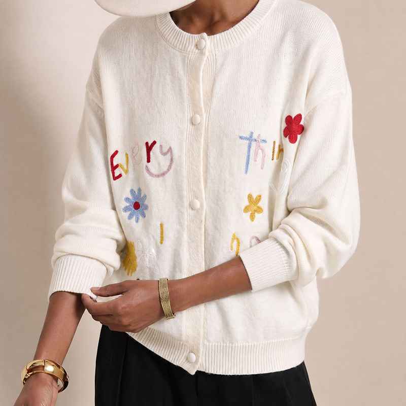 Letter Embroidery Loose Long S - đánh giá và giá Embroidery Cardigan