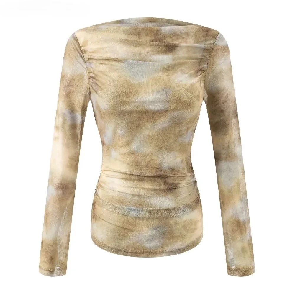 2025 Sexy Tie-Dye Print Ruched - đánh giá và giá Embroidery Tshirt