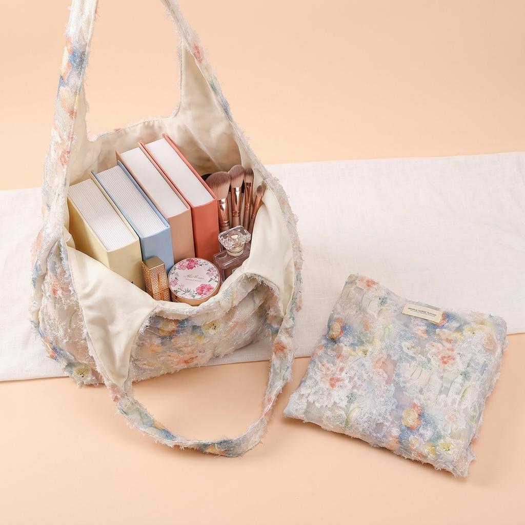 Aesthetic Floral Tote Bag Ligh - đánh giá và giá Embroidery Motif